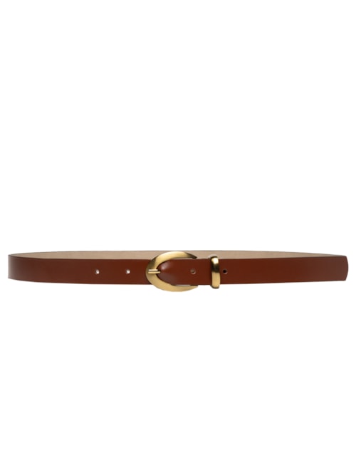 Cinto Feminino Couro Fivela Oval Escovada - Marrom