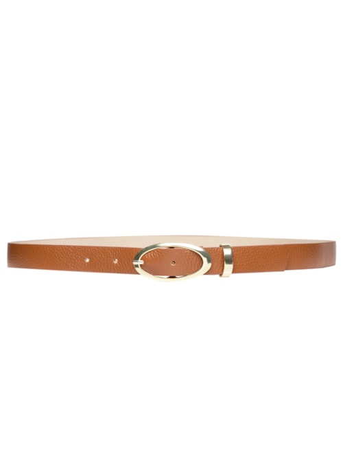 Cinto Feminino Couro Fivela Oval - Marrom