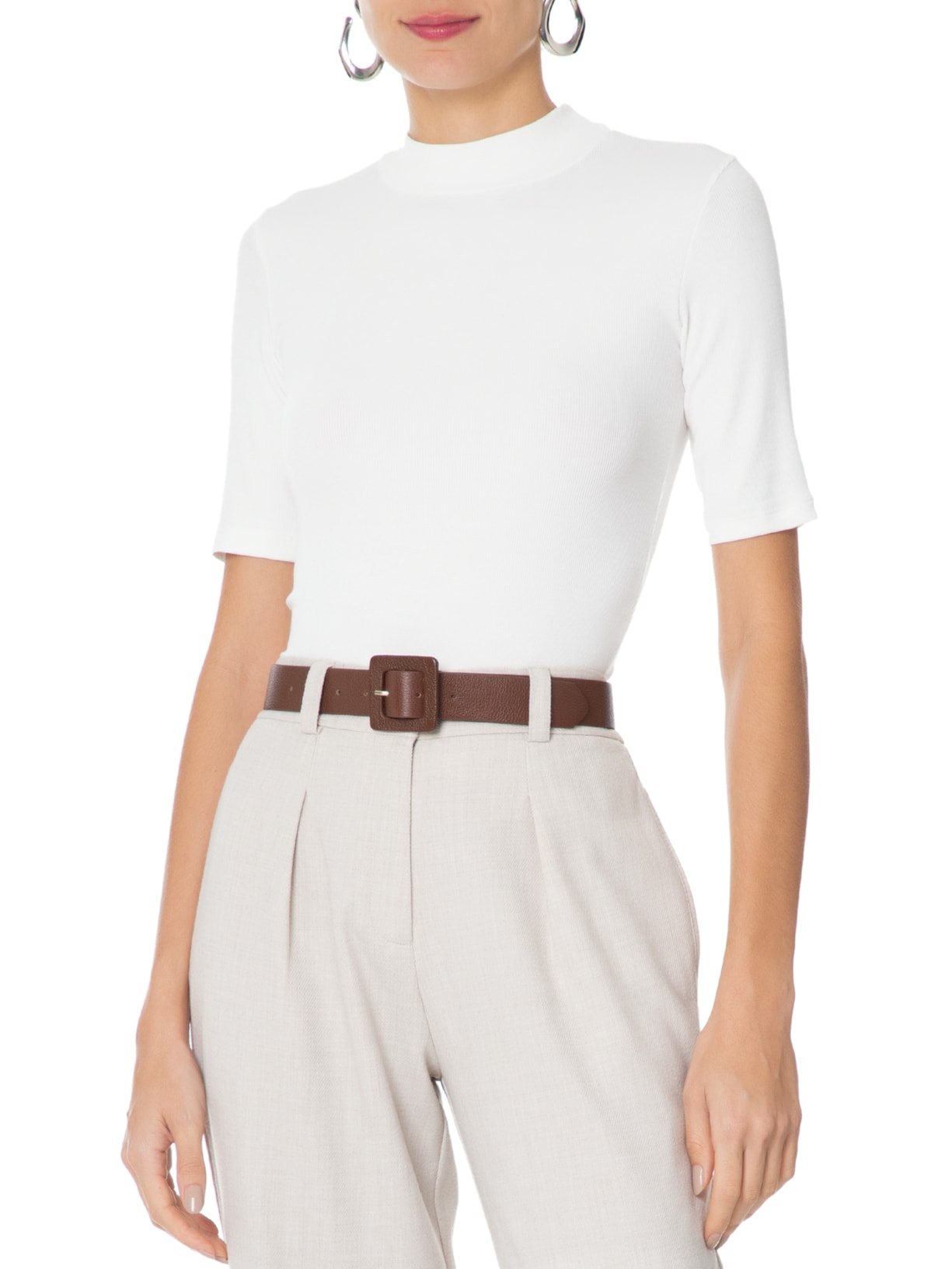 Cinto Feminino Couro Fivela Quadrada Marrom Basiq