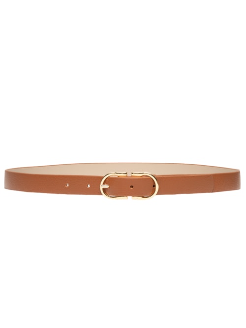 Cinto Feminino Couro Fivela Simétrica - Marrom
