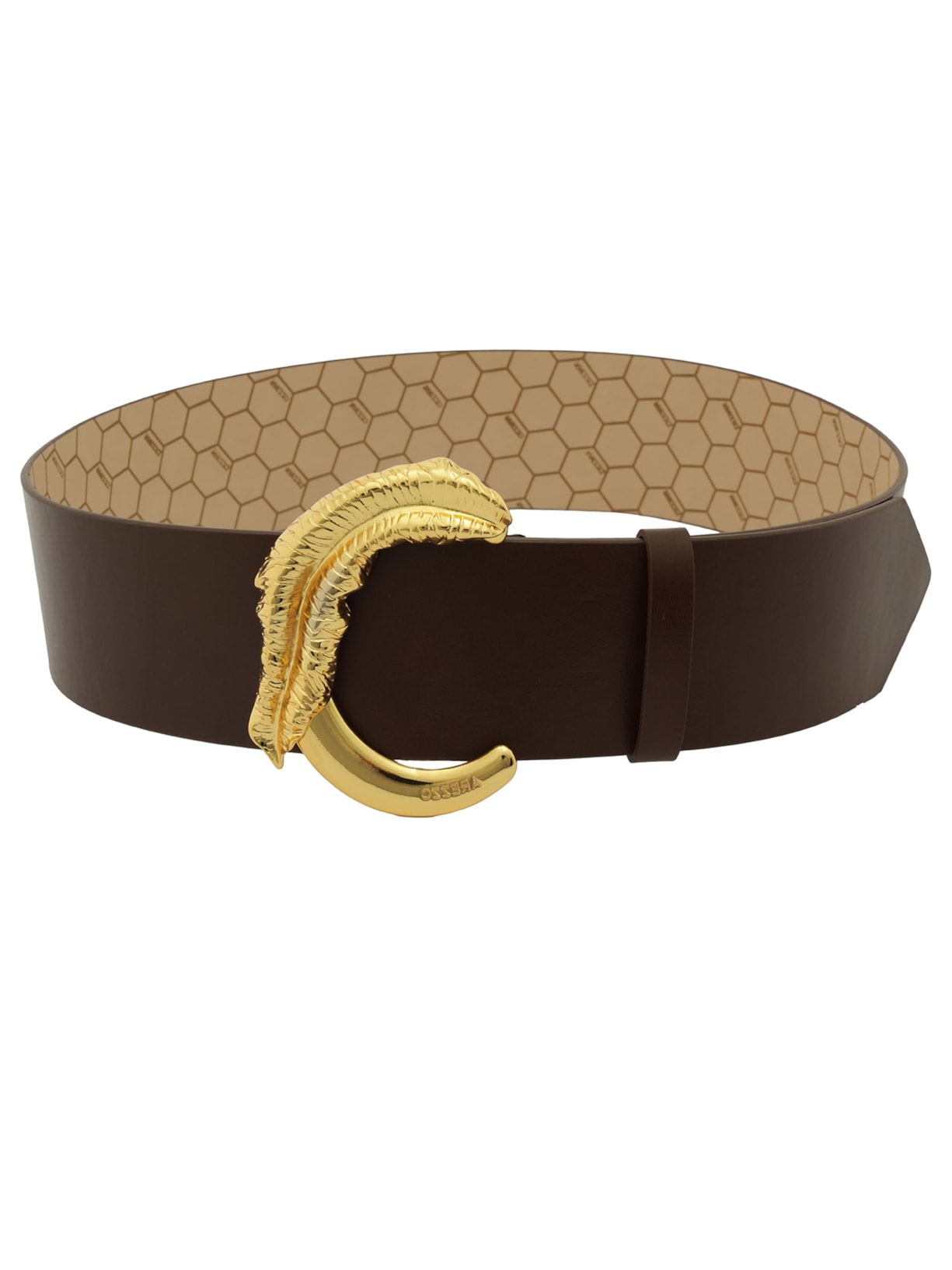 Cinto Feminino Couro Largo Fivela Metal - Marrom