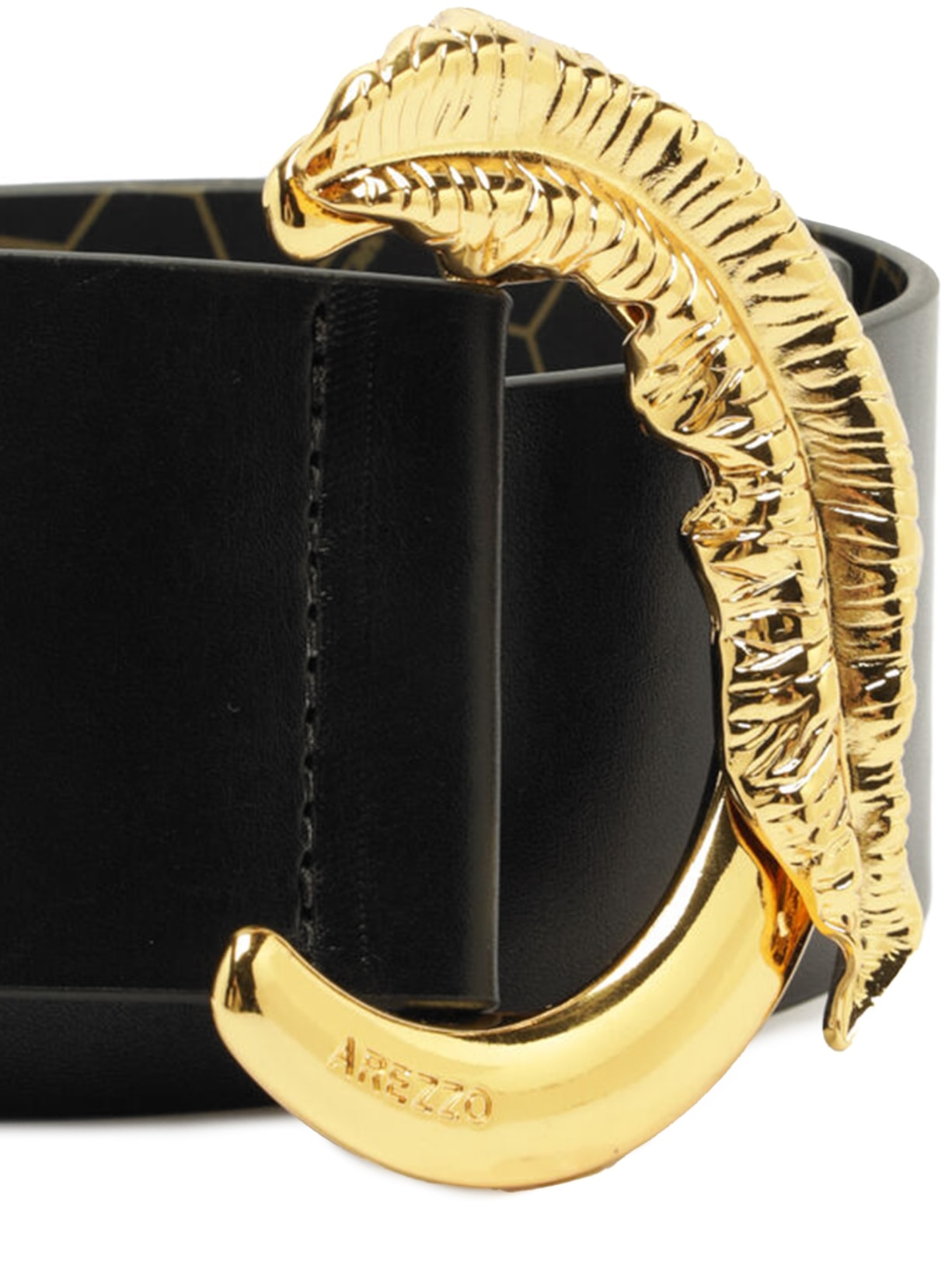 Cinto Feminino Couro Largo Fivela Metal Preto Arezzo