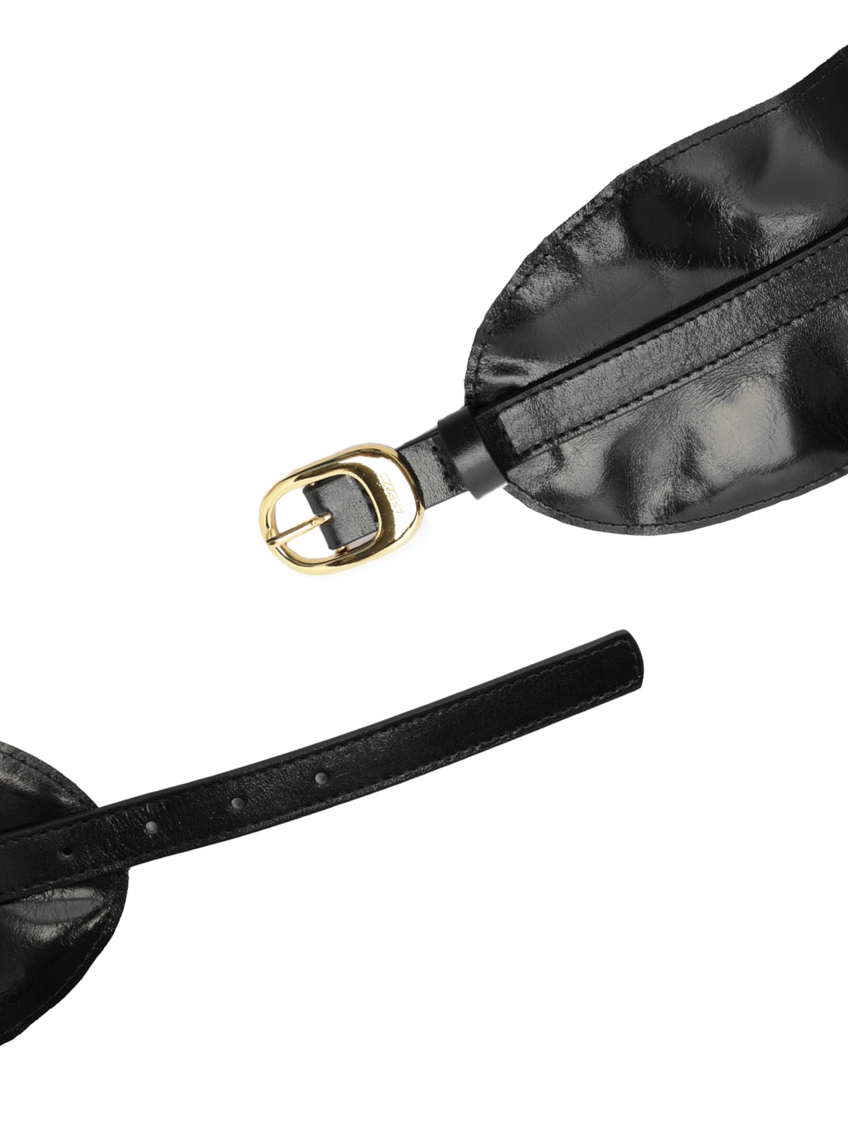 Cinto Feminino Couro Largo Tira Sobreposta Preto Arezzo