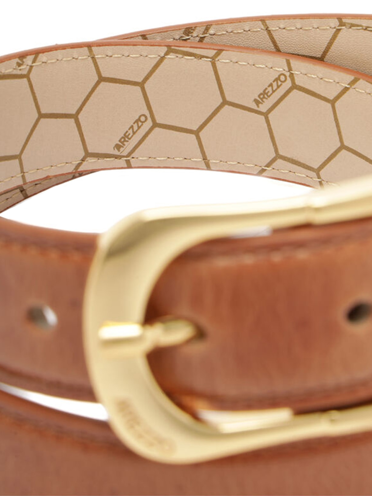 Cinto Feminino Couro Médio Fivela Alongada Marrom Arezzo