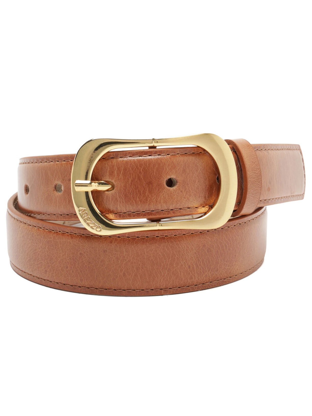 Cinto Feminino Couro Médio Fivela Alongada Marrom Arezzo