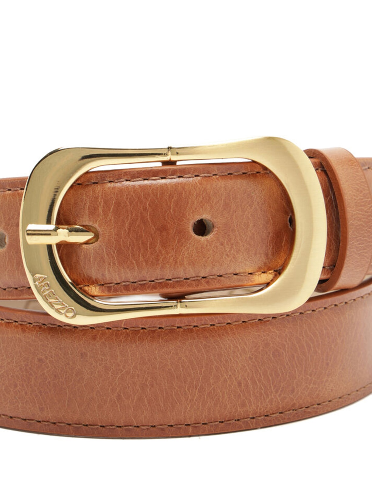 Cinto Feminino Couro Médio Fivela Alongada Marrom Arezzo