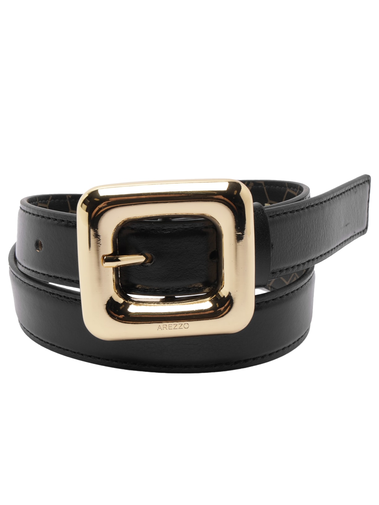 Cinto Feminino Couro Médio Maxi Fivela Preto Arezzo