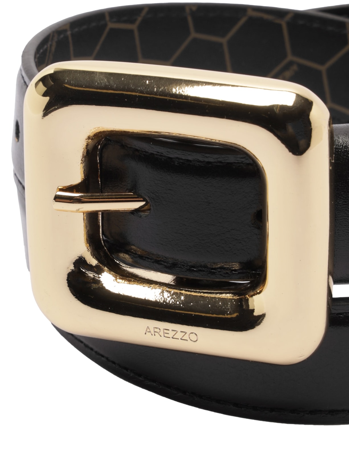 Cinto Feminino Couro Médio Maxi Fivela Preto Arezzo