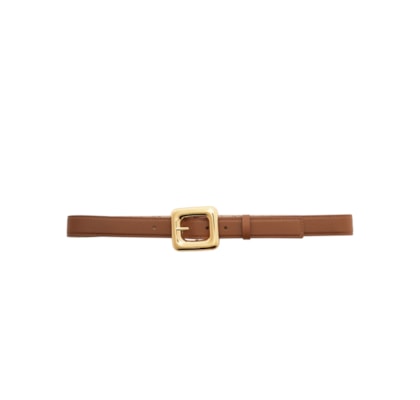 Cinto Feminino Couro Médio Maxi Fivela Quadrada – Marrom