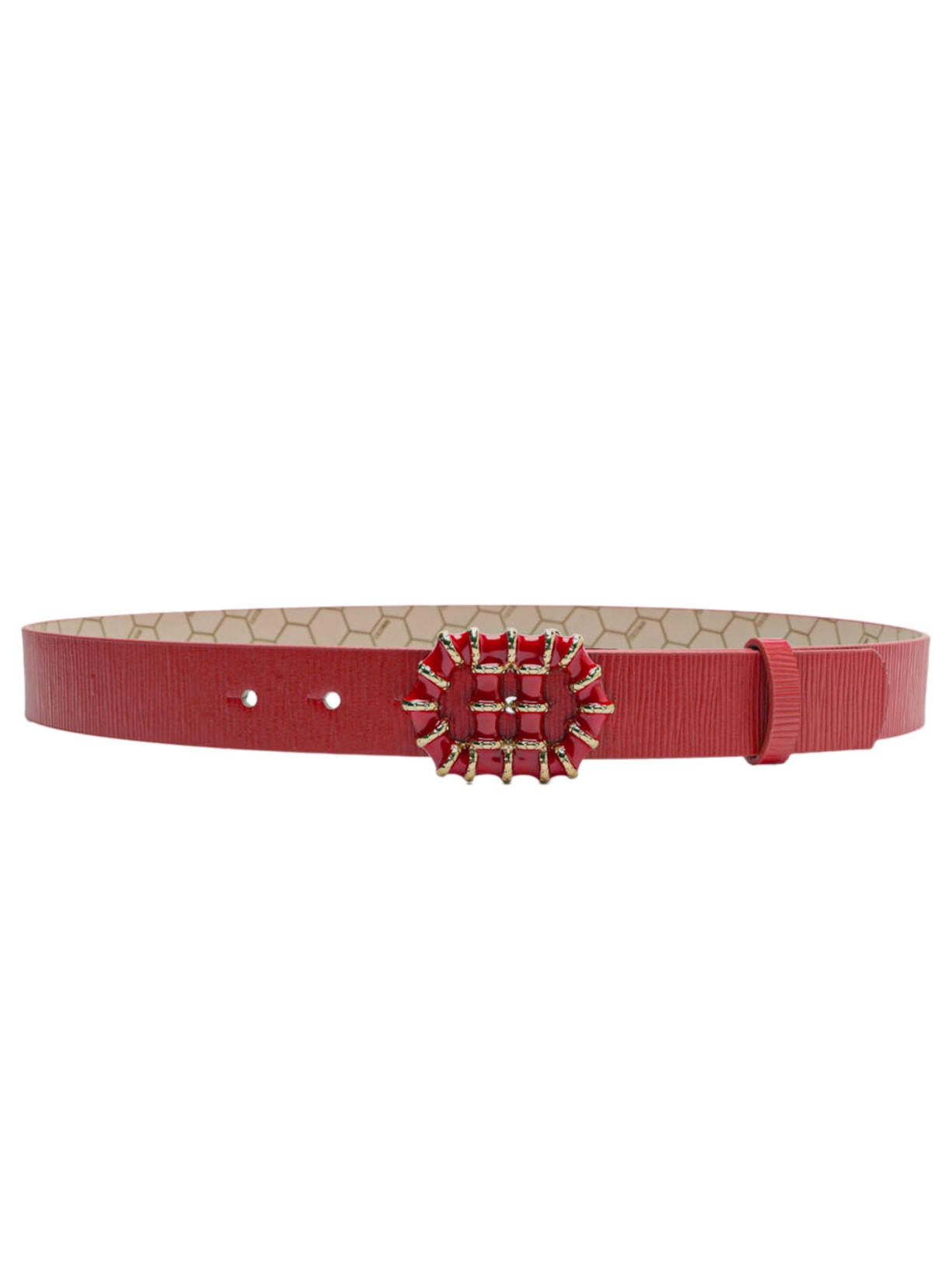 Cinto Feminino Couro Metal Resinado - Vermelho