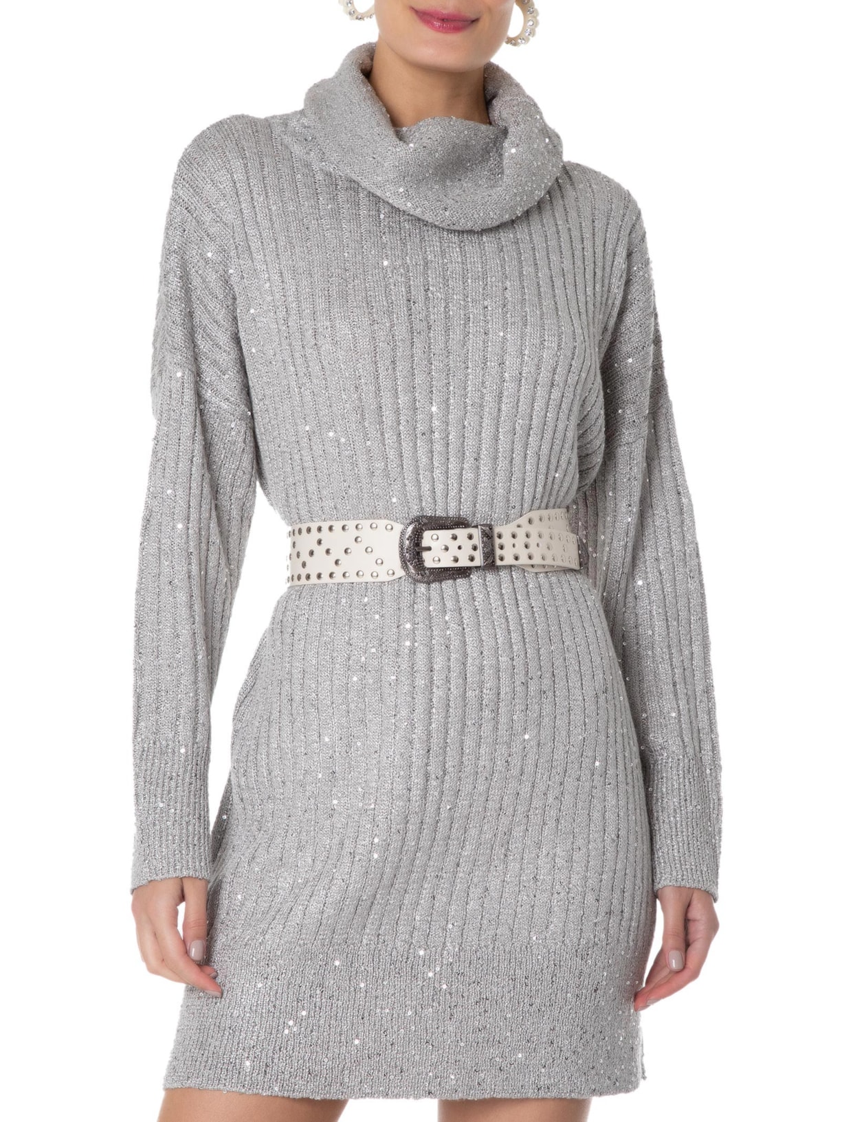 Cinto Feminino Couro Tachas Off White Schutz