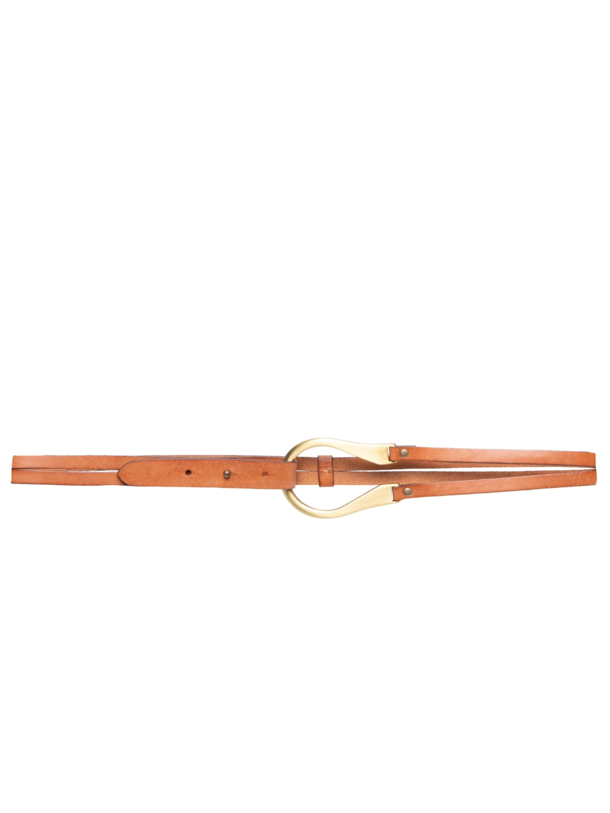 Cinto Feminino Couro Tira Dupla Detalhe Fivela - Marrom