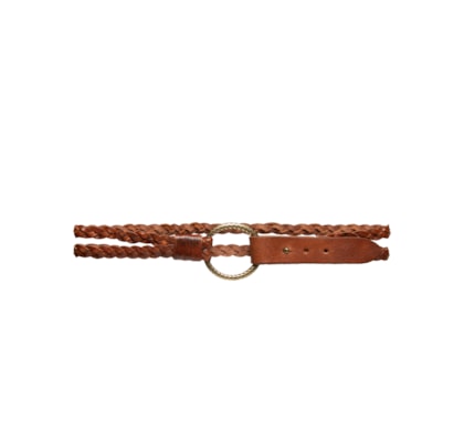 Cinto Feminino Couro Tresse Argola Texturizada - Marrom