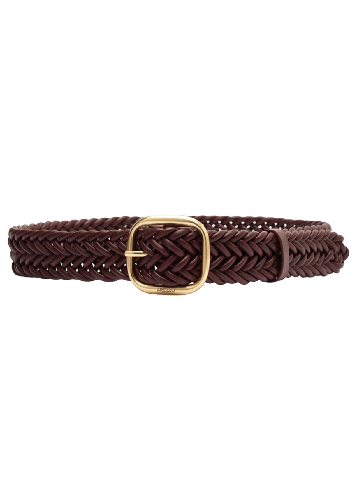 Cinto Feminino Couro Tressê Largo Fivela - Marrom