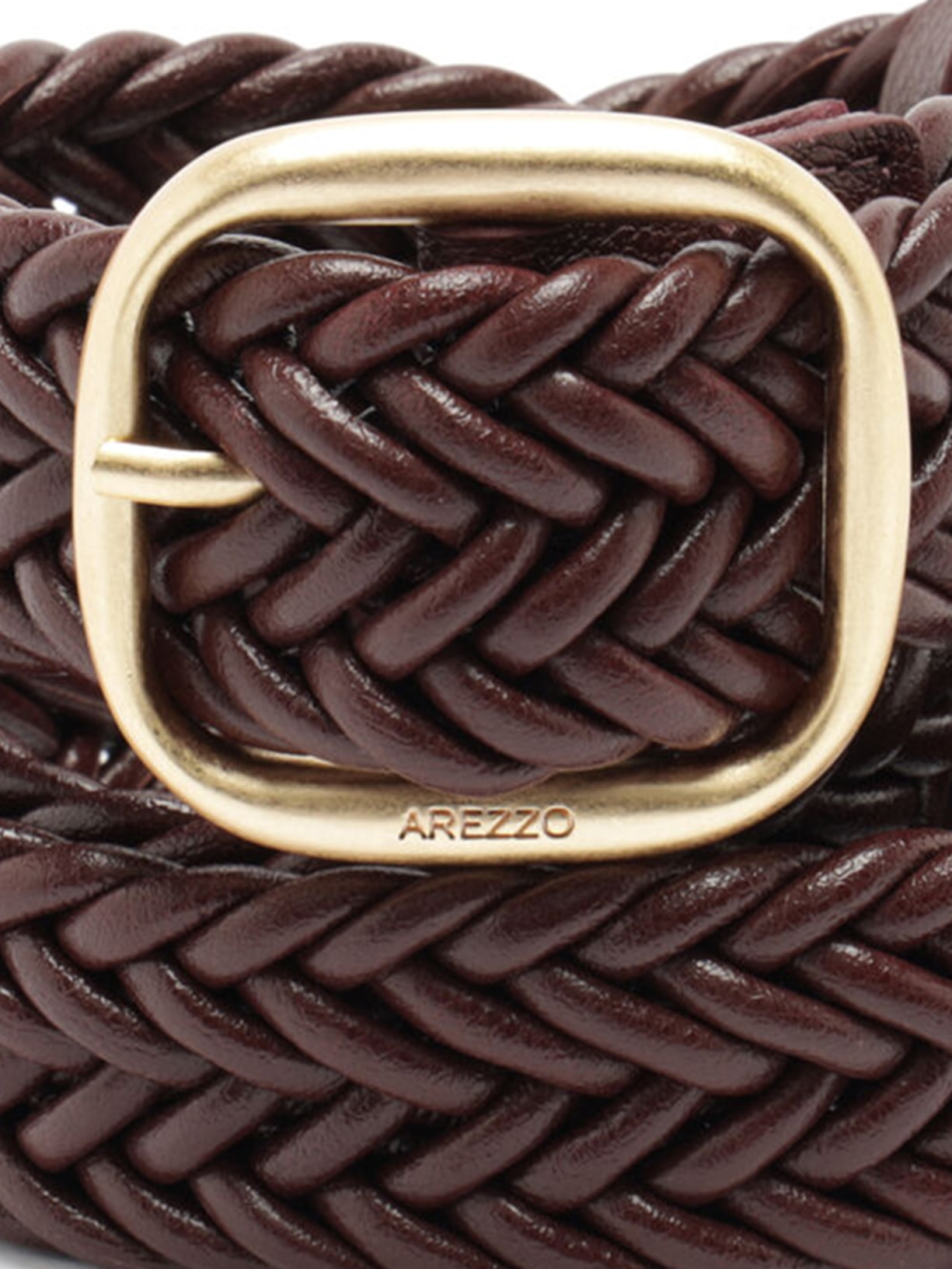Cinto Feminino Couro Tressê Largo Fivela Marrom Arezzo