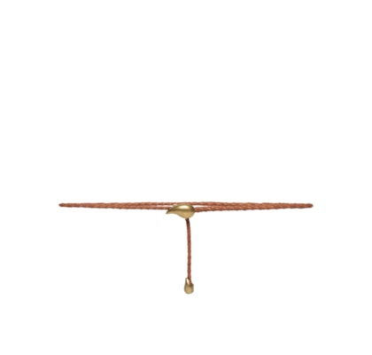 Cinto Feminino Couro Tressê Metal Paisley - Marrom