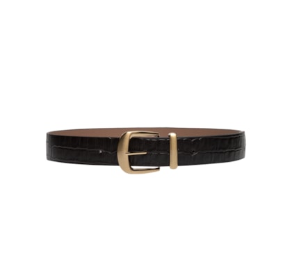 Cinto Feminino Croco Em Couro - Marrom