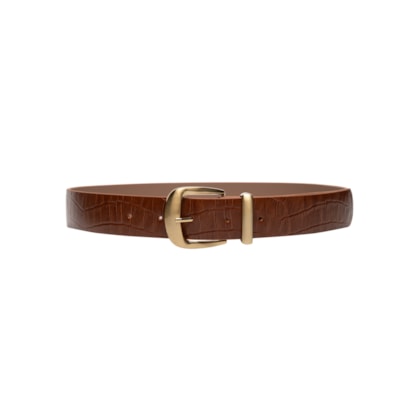 Cinto Feminino Croco Em Couro - Marrom