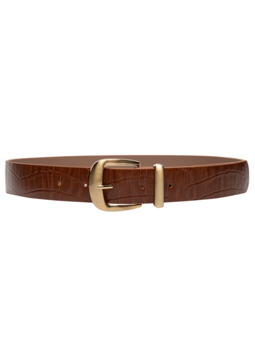 Cinto Feminino Croco Em Couro - Marrom