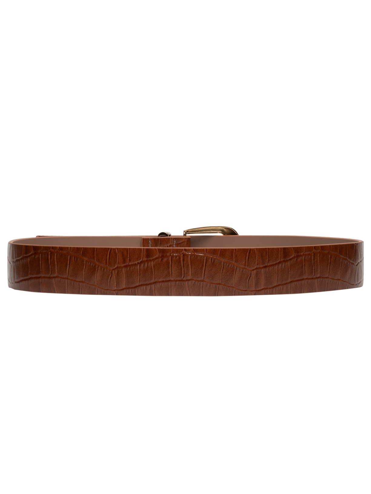 Cinto Feminino Croco Em Couro Marrom Market 33
