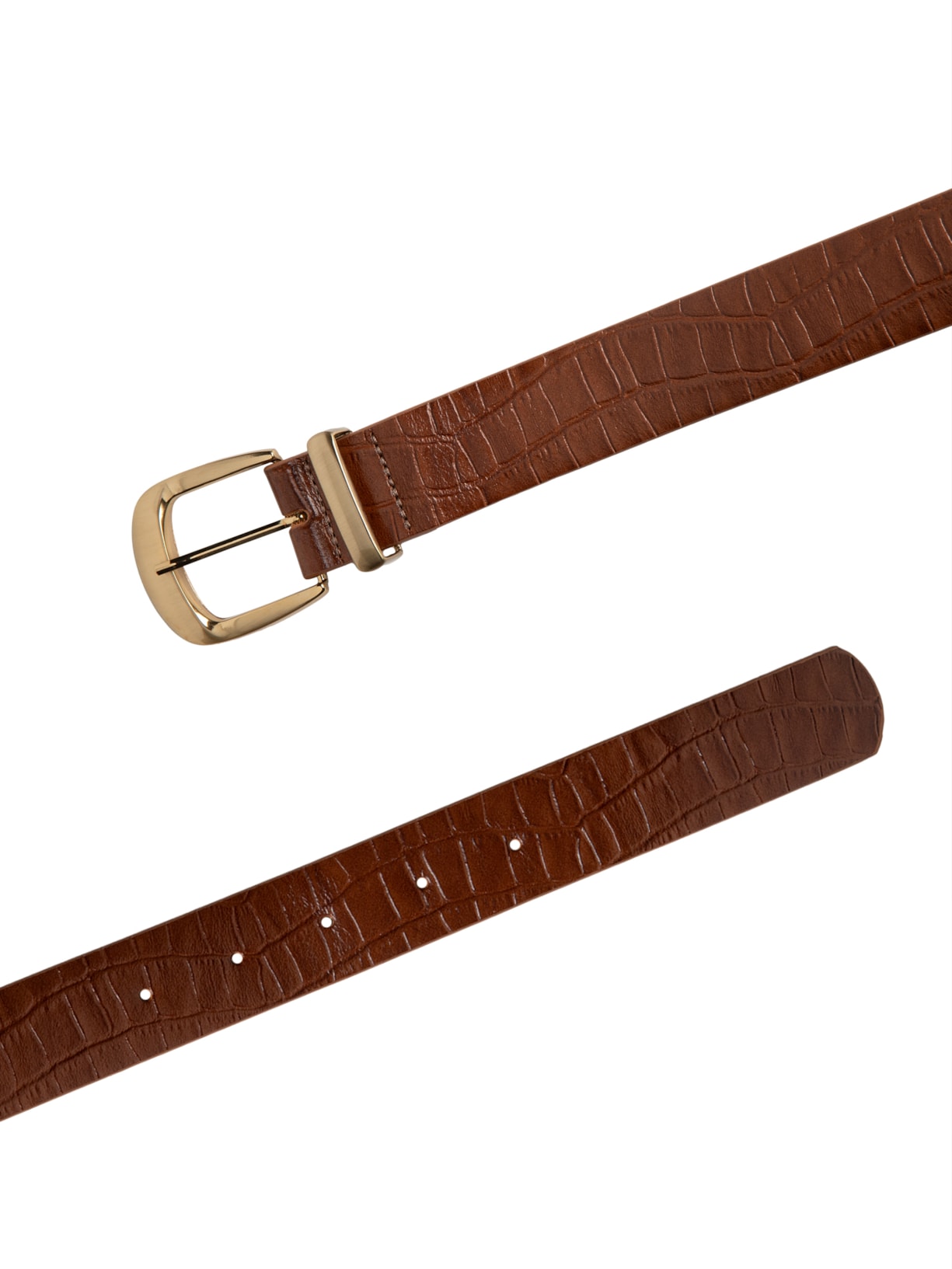 Cinto Feminino Croco Em Couro Marrom Market 33
