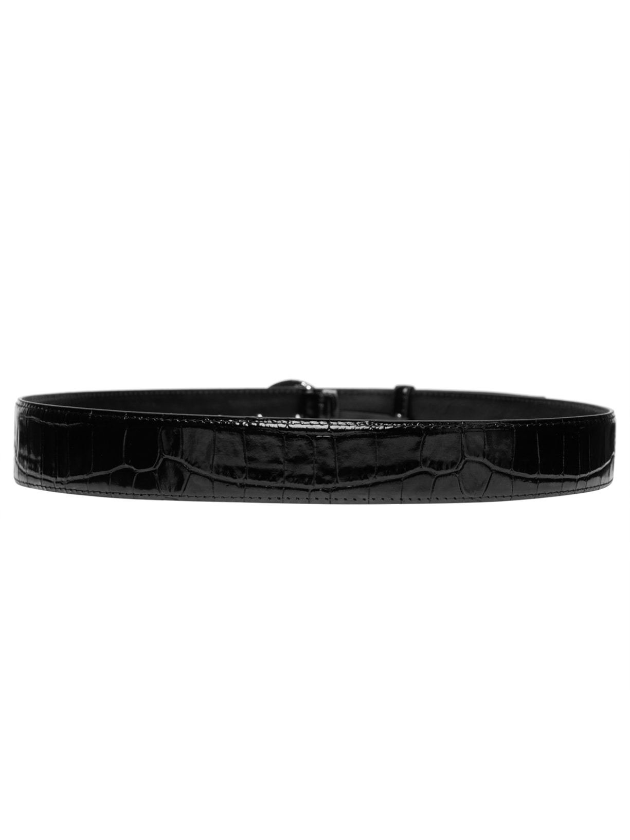 Cinto Feminino Croco Logo Leather Belt Preto Coperni