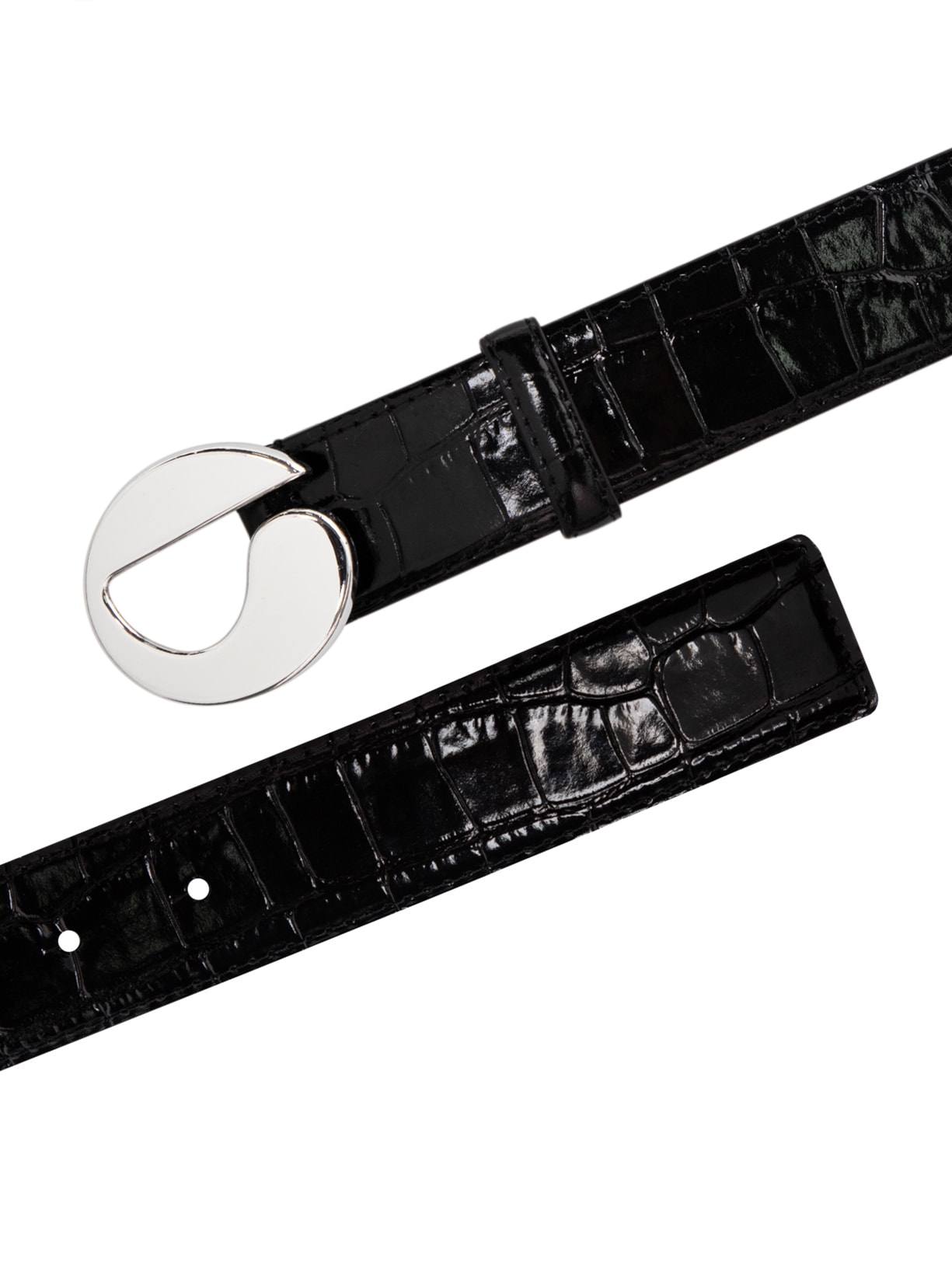 Cinto Feminino Croco Logo Leather Belt Preto Coperni