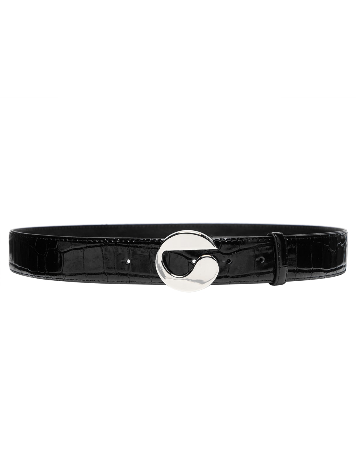 Cinto Feminino Croco Logo Leather Belt - Preto
