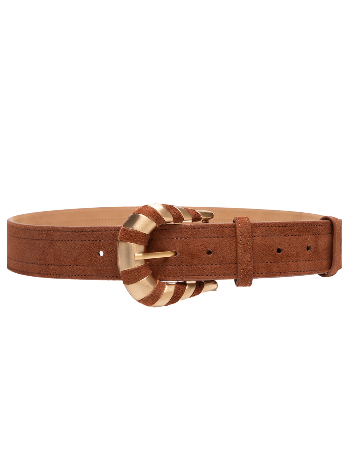 Cinto Feminino De Chamois Cintura Fivela Escovada - Marrom