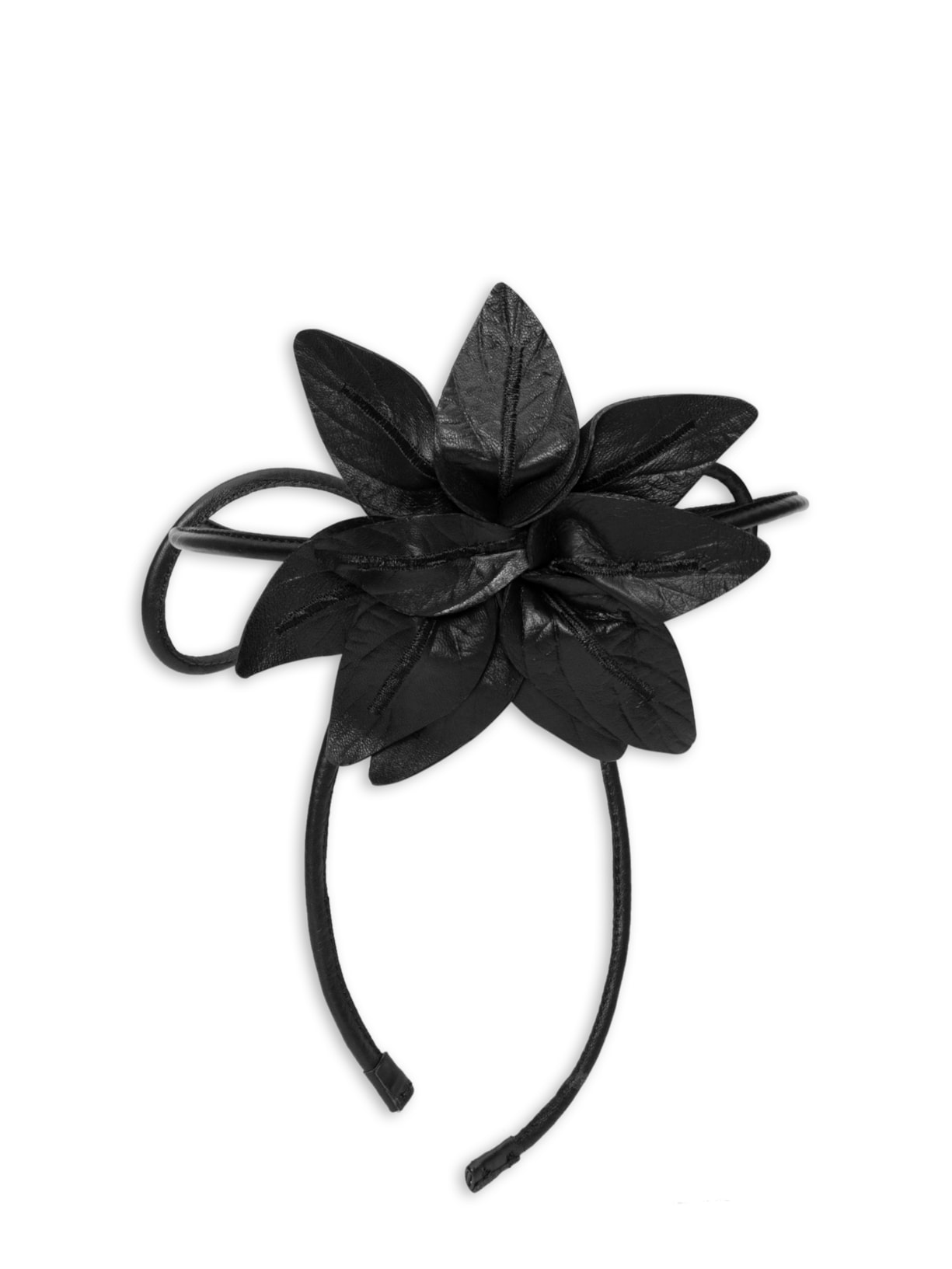Cinto Feminino De Couro Amarração Flor - Preto