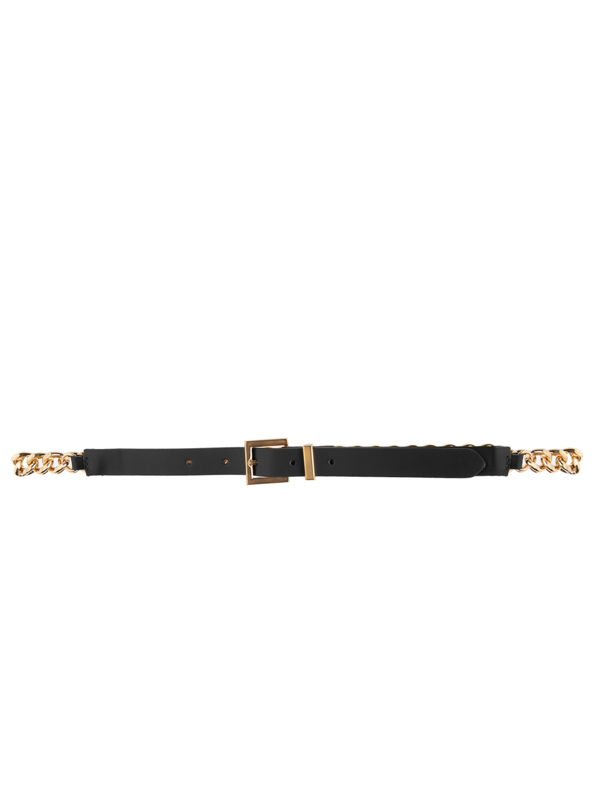 Cinto Feminino De Couro Box Cintura Corrente - Preto