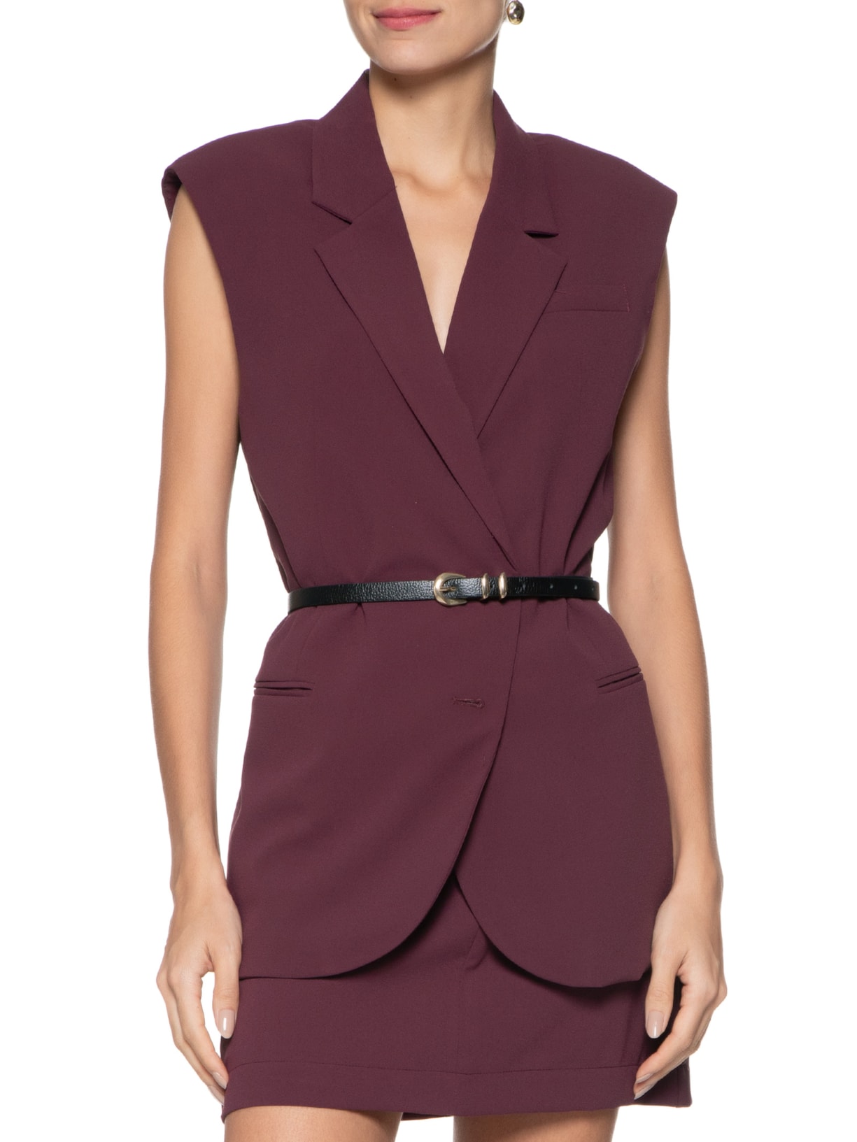 Cinto Feminino De Couro Com Passante Duplo Metal Preto Market 33