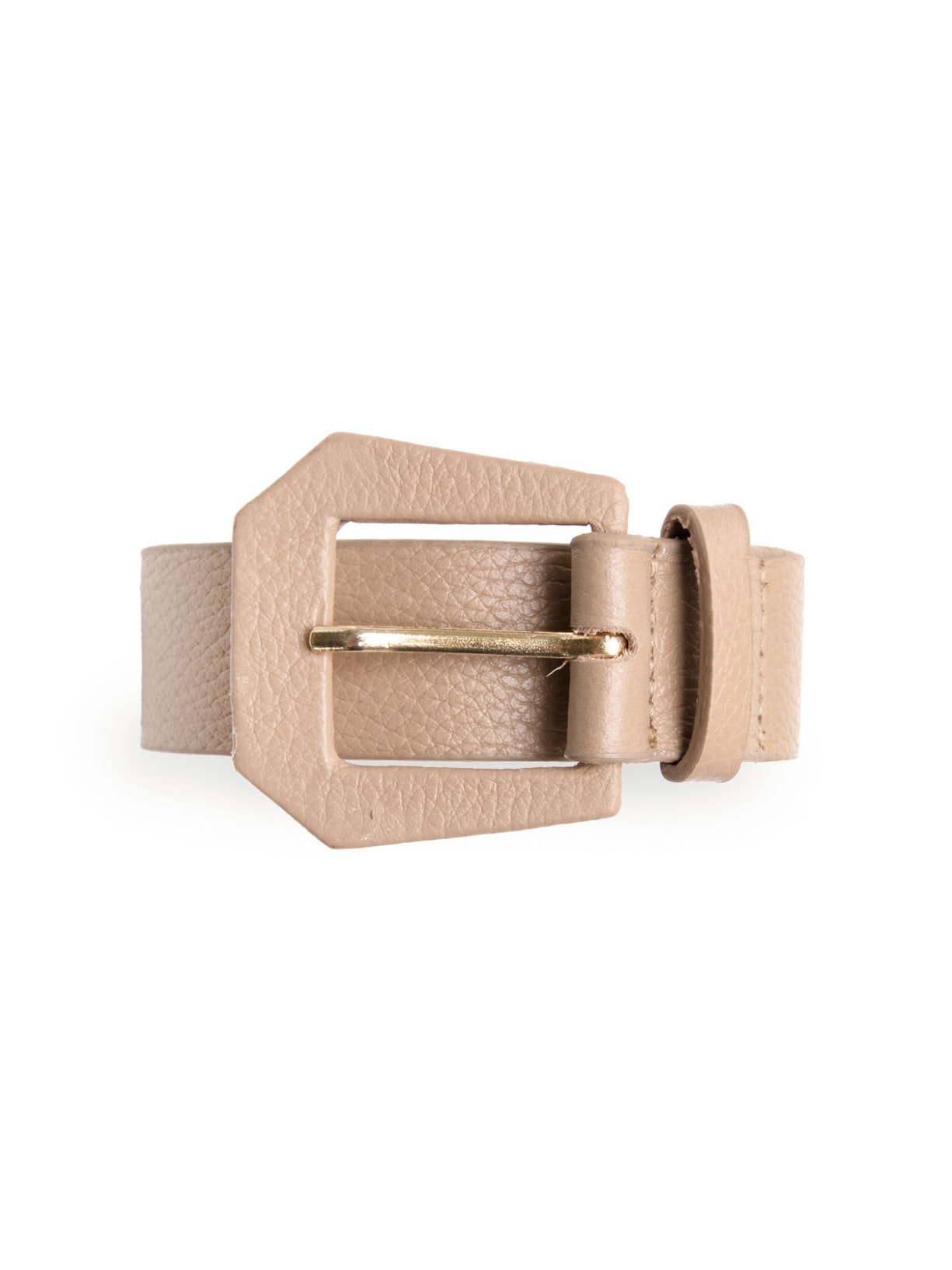 Cinto Feminino De Couro Fivela Encapada Bege Basiq