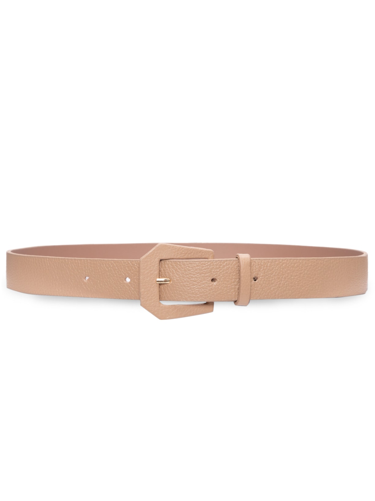 Cinto Feminino De Couro Fivela Encapada Bege Basiq