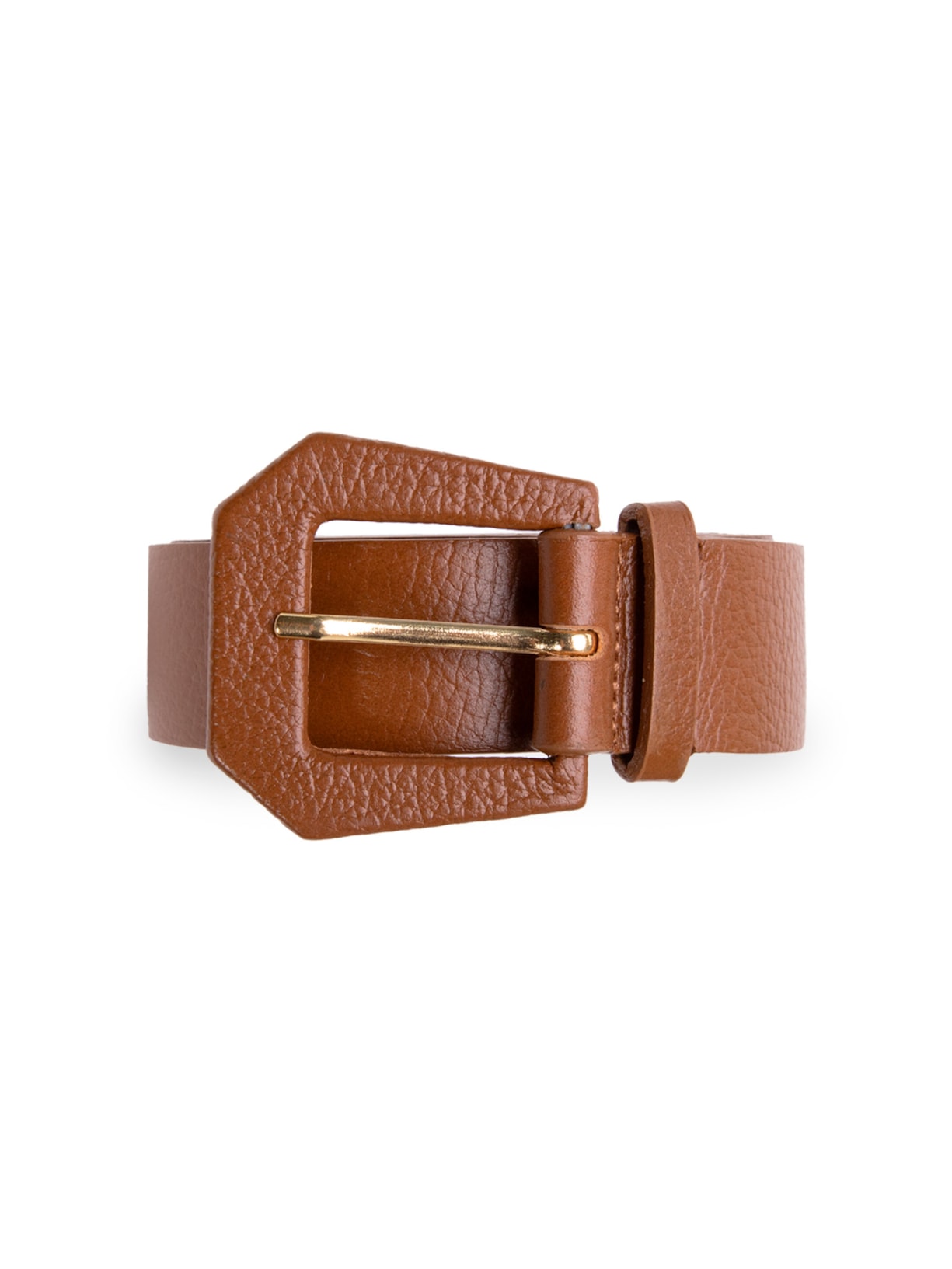 Cinto Feminino De Couro Fivela Encapada Marrom Basiq