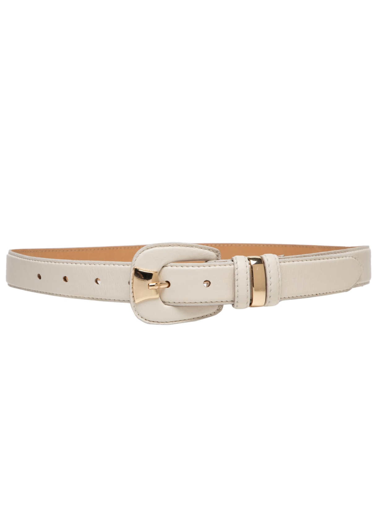 Cinto Feminino De Couro Fivela Forrada De Metal - Branco