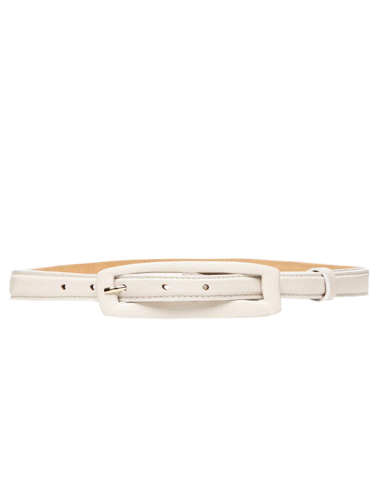 Cinto Feminino De Couro Fivela Forrada - Off White