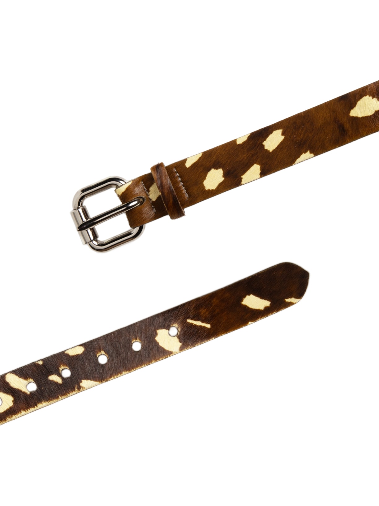 Cinto Feminino De Couro Hiper Bold Fur Marrom Animale