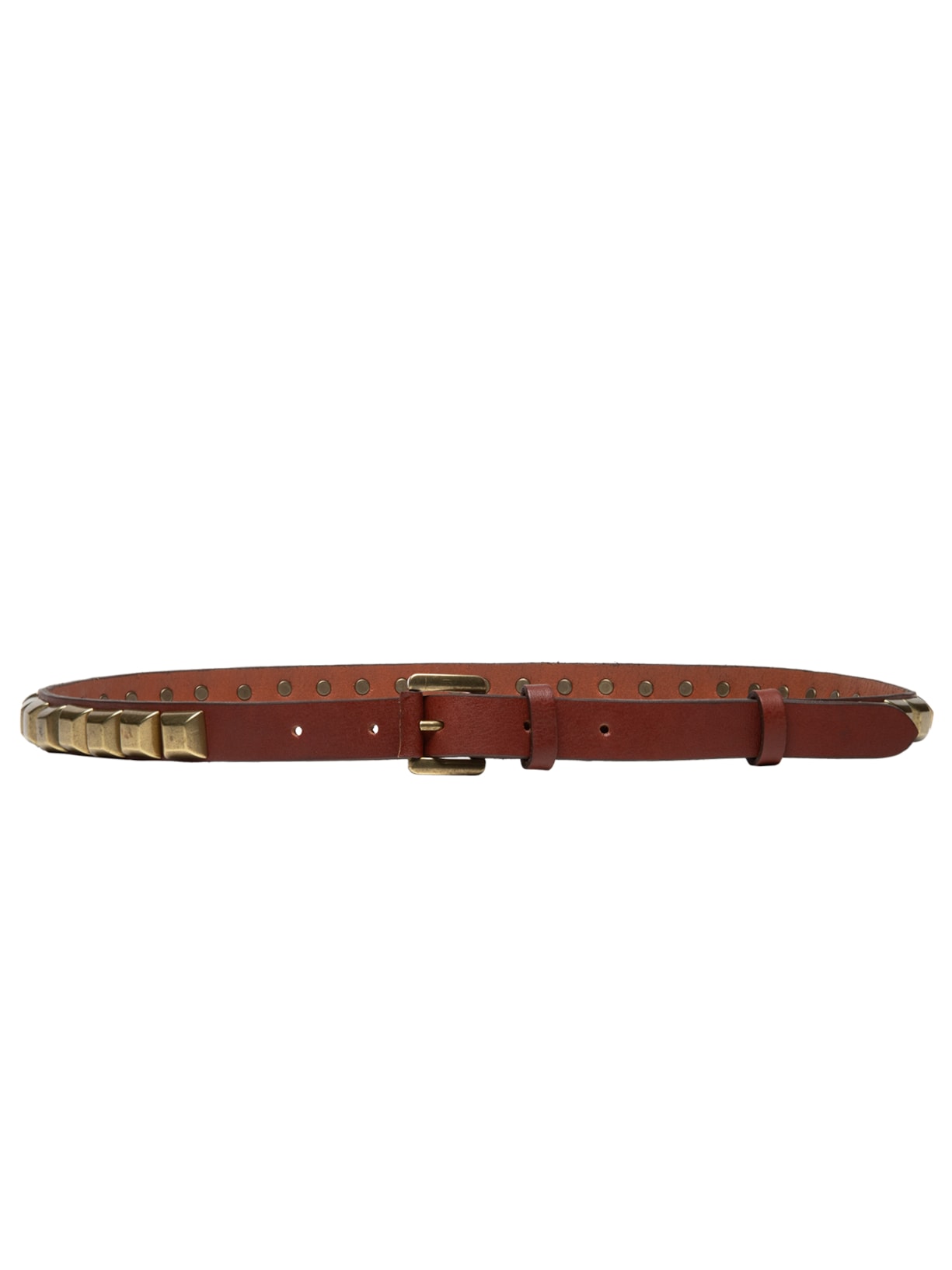 Cinto Feminino De Couro Maxi Spike - Marrom