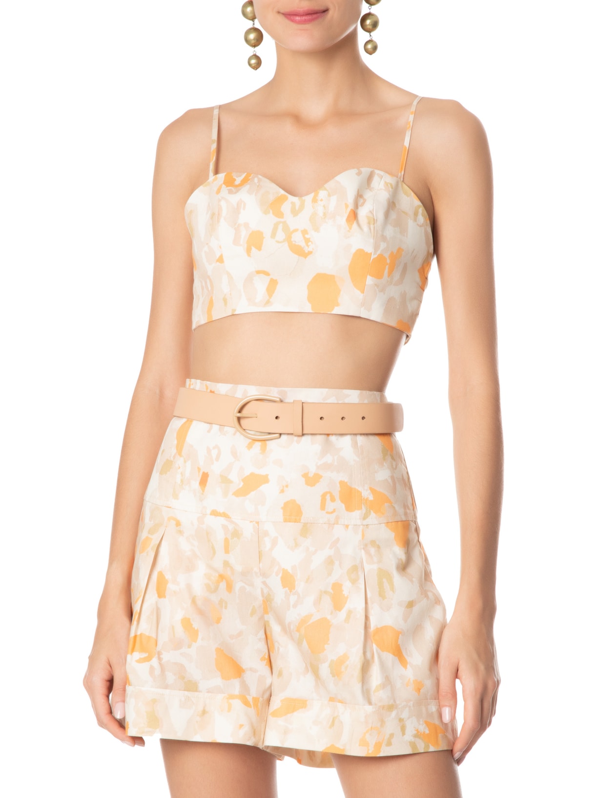 Cinto Feminino De Couro Metal Esmaltado Color Bege Animale