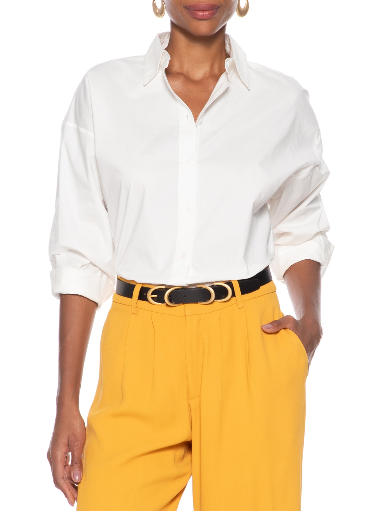 Cinto Feminino De Couro Passante Triplo Preto Animale