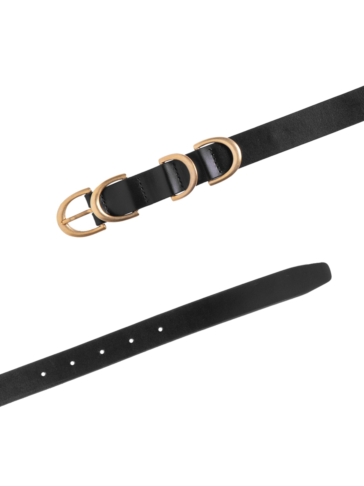 Cinto Feminino De Couro Passante Triplo Preto Animale