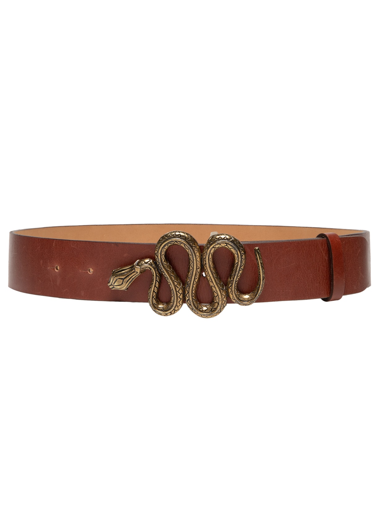 Cinto Feminino de Couro Snake - Marrom