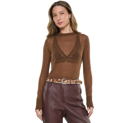 Cinto Feminino De Couro Super Bold Fur - Marrom