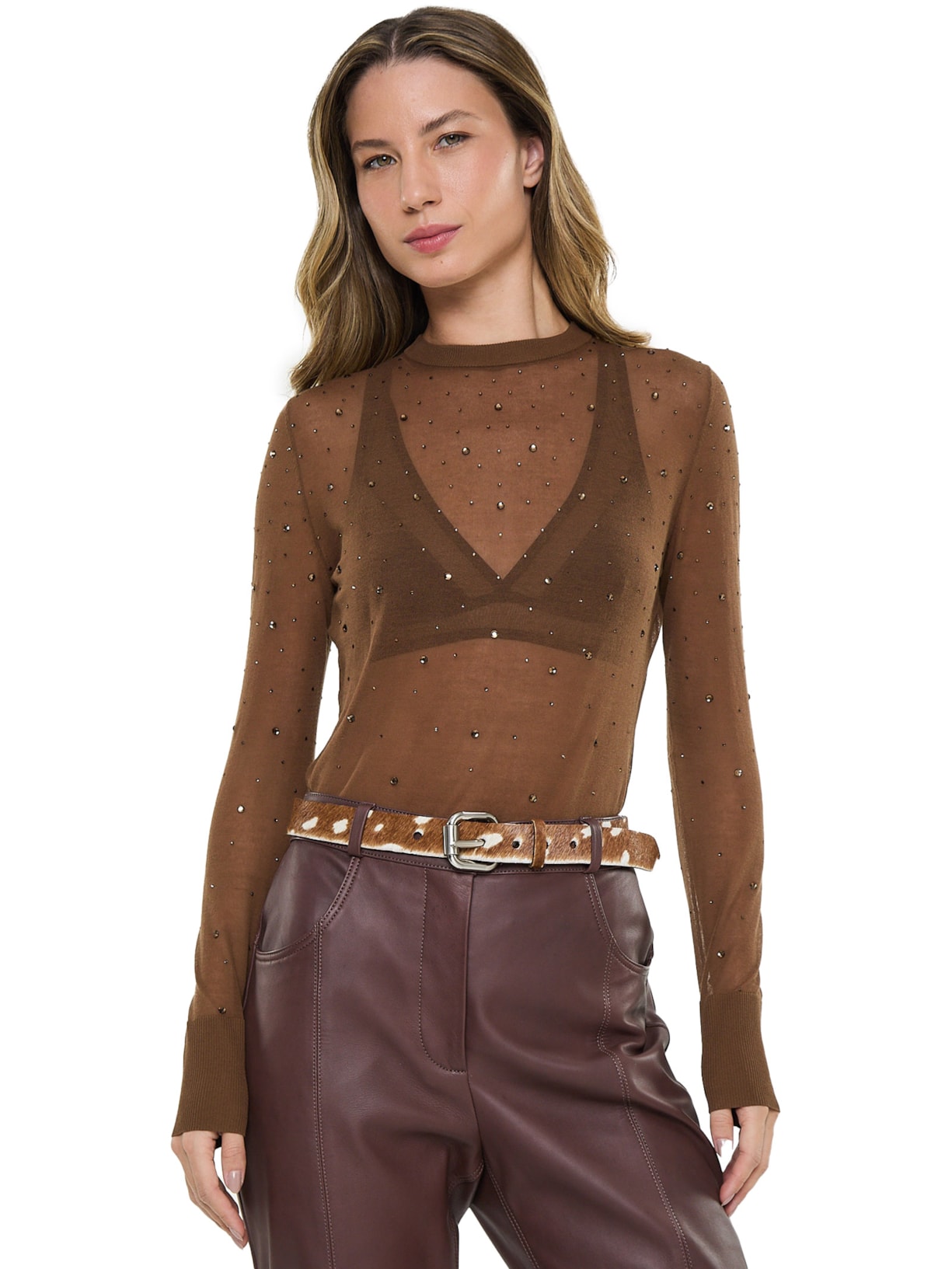 Cinto Feminino De Couro Super Bold Fur - Marrom