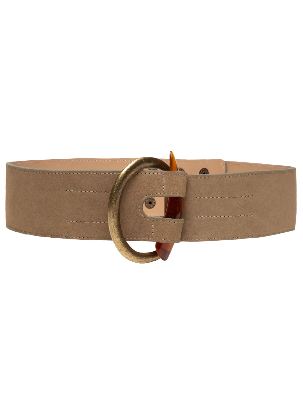 Cinto Feminino Em Camurça Com Dente - Bege