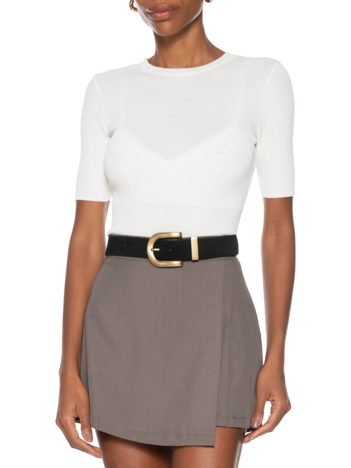 Cinto Feminino Em Couro Camurça Preto Market 33