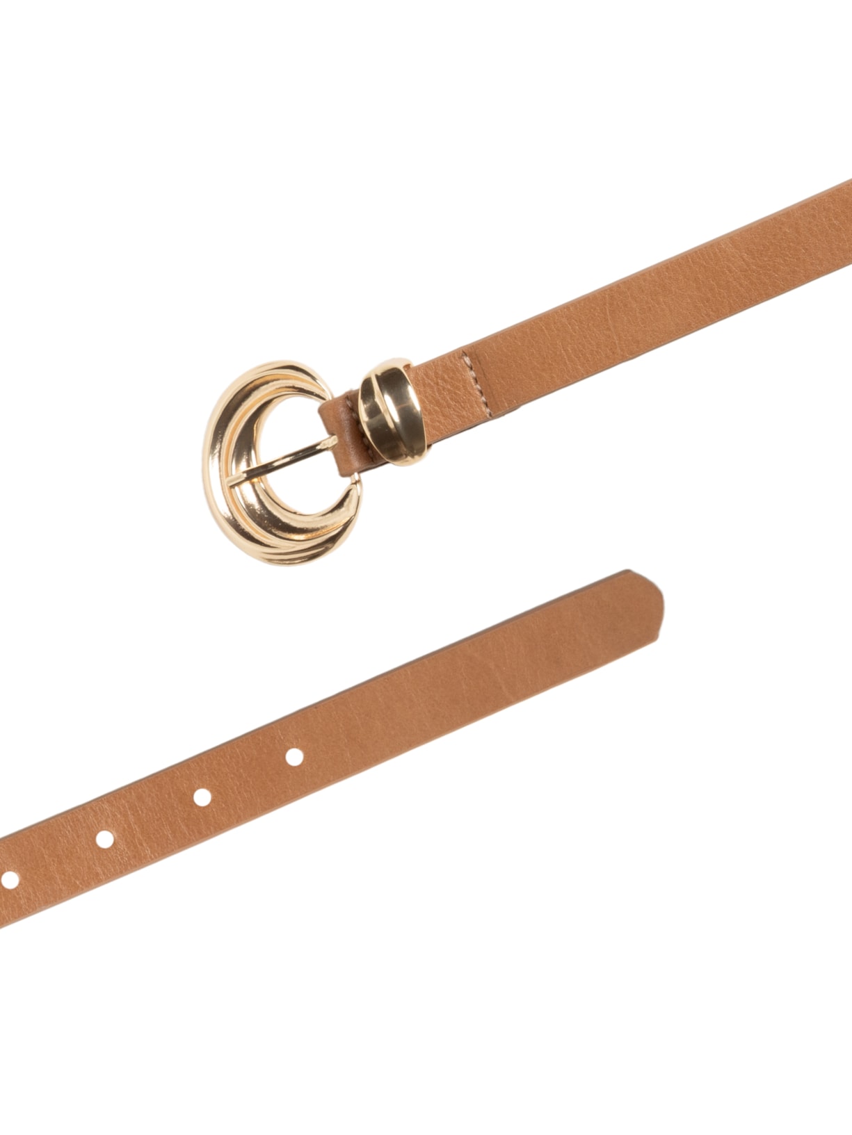 Cinto Feminino Em Couro Com Fivela Arredondada Bege Market 33