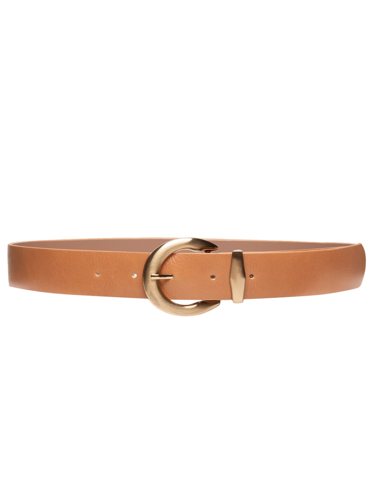 Cinto Feminino Em Couro Com Fivela Arredondada - Bege