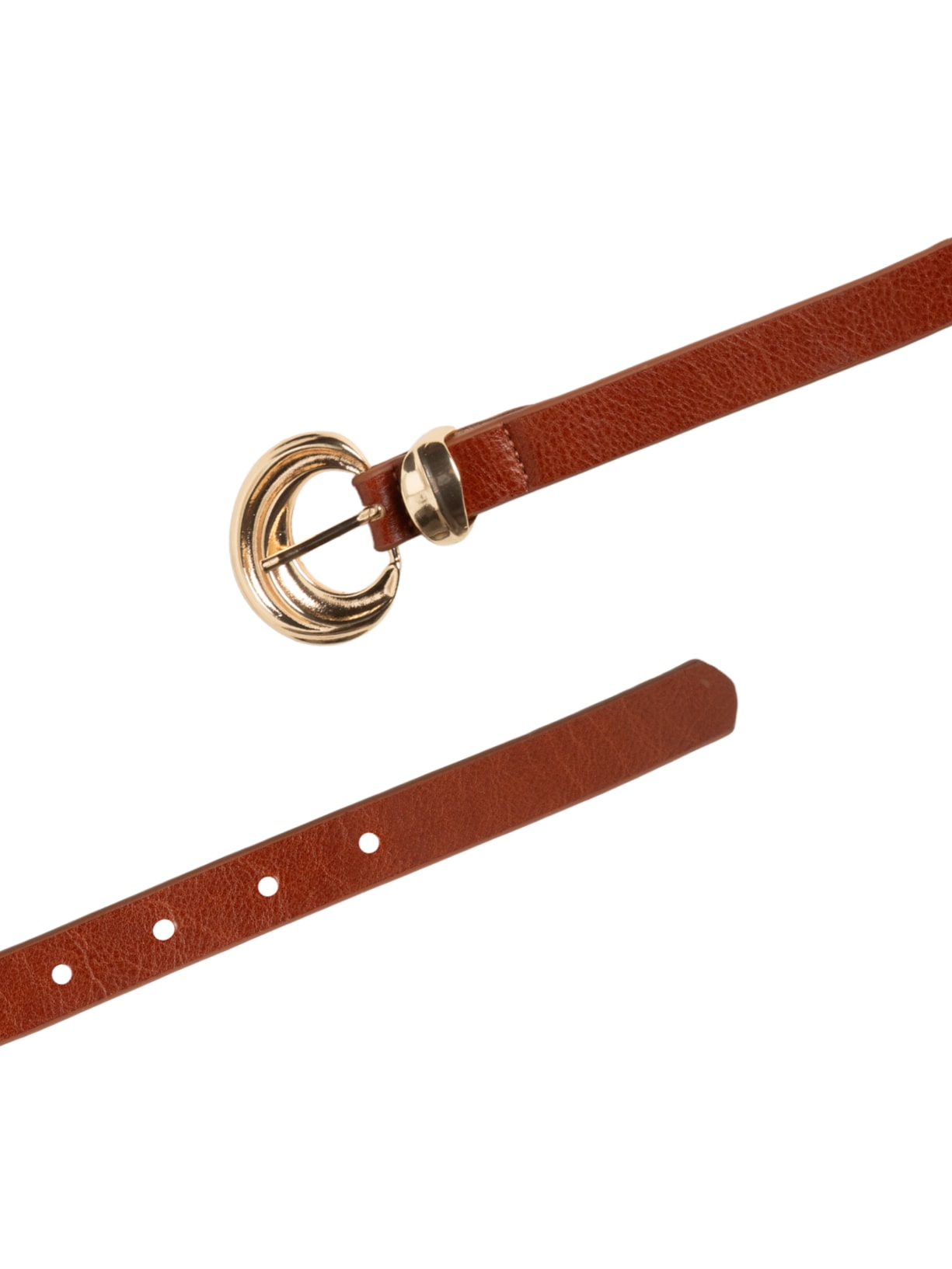 Cinto Feminino Em Couro Com Fivela Arredondada Marrom Market 33